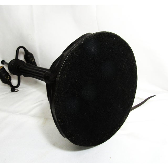 1940s Vintage Tiffany Style Iron Bronze Lamp With Shade For Sale - Image 5 of 16