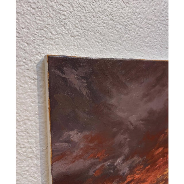 Contemporary The Western Sky by Sparky LeBold | Oil on Canvas Landscape of a sunset with dramatic clouds. For Sale - Image 3 of 5