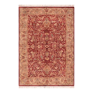 Shabby Chic 1990's Pak-Persian Red/Beige Wool Rug - 6'1'' X 9'1'' For Sale