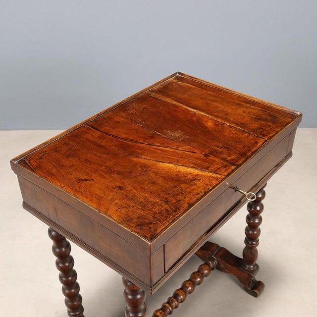 Wood Antique Walnut Sewing Table with Drawer, Italy, Late 19th Century For Sale - Image 7 of 9