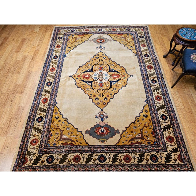 Vintage Indian Agra Carpet, Handwoven Wool Pile, Open Field Design, 8' x 11' For Sale - Image 9 of 18