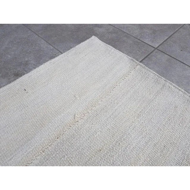 1960s Vintage White Mini Runner Rug For Sale - Image 9 of 11