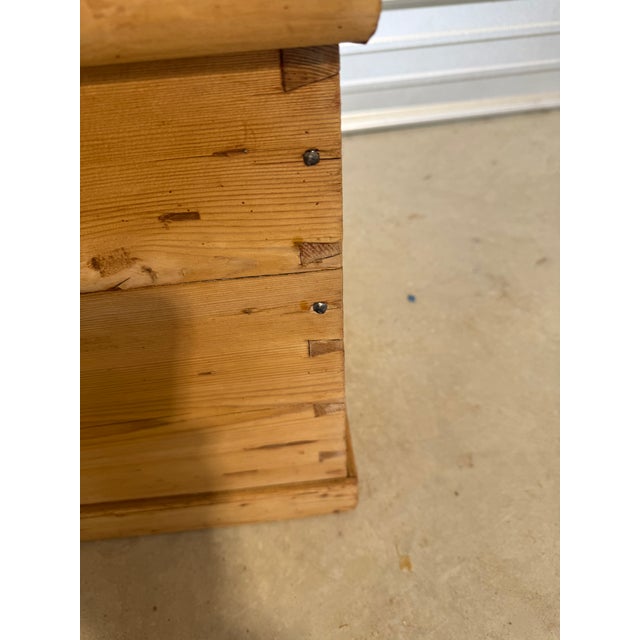 Antique Pine Trunk From England With Key For Sale - Image 9 of 18