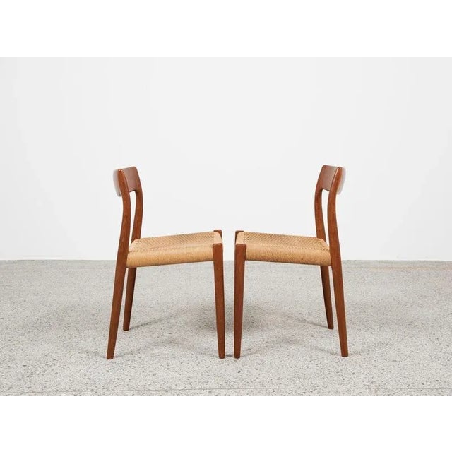 Vintage Danish Model 77 Chairs in Teak and Paper Cord by Niels Otto Møller, Set of 8 For Sale - Image 4 of 11
