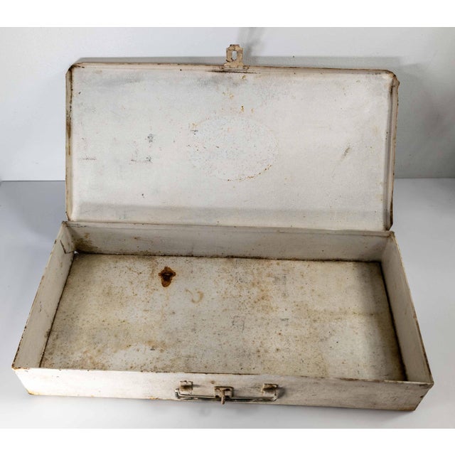 White 20th Century White Painted Metal First Aid Kit Box With Red Cross For Sale - Image 8 of 11