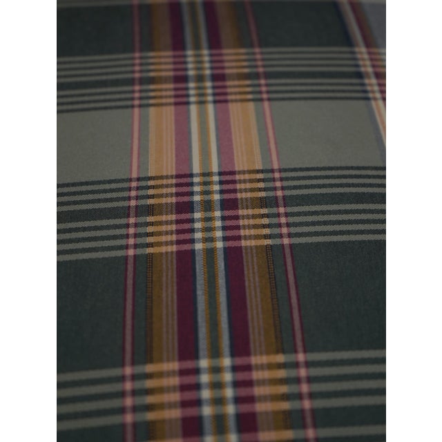 Brown Southwood Plaid Upholstered Country Wing Chair & Ottoman For Sale - Image 8 of 18