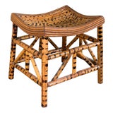 Vintage Tiger Bamboo Slatted Stool Organic Modern McGuire Style For Sale