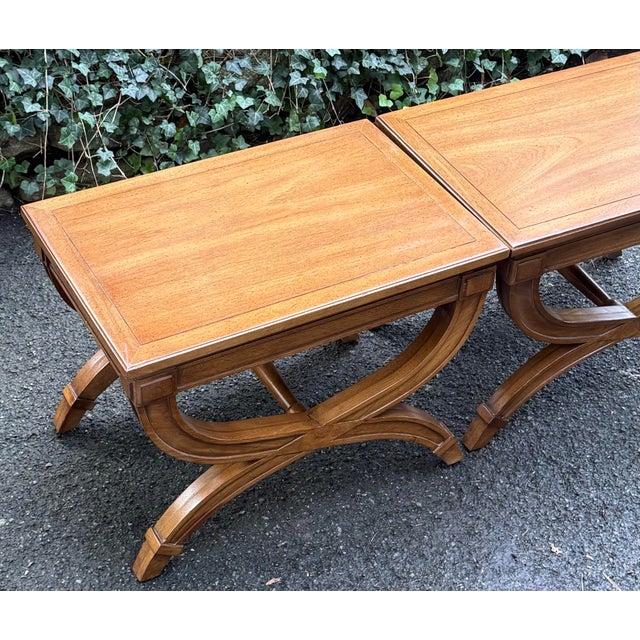 Drexel Heritage Vintage Drexel Heritage Triune Collection End Tables / Benches - A Pair For Sale - Image 4 of 12