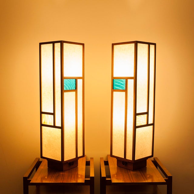 Mid-Century Modern Fully Restored 1960s "Mondrian" Lamps by Arthur Jacobs for Modeline - a Pair For Sale - Image 3 of 12