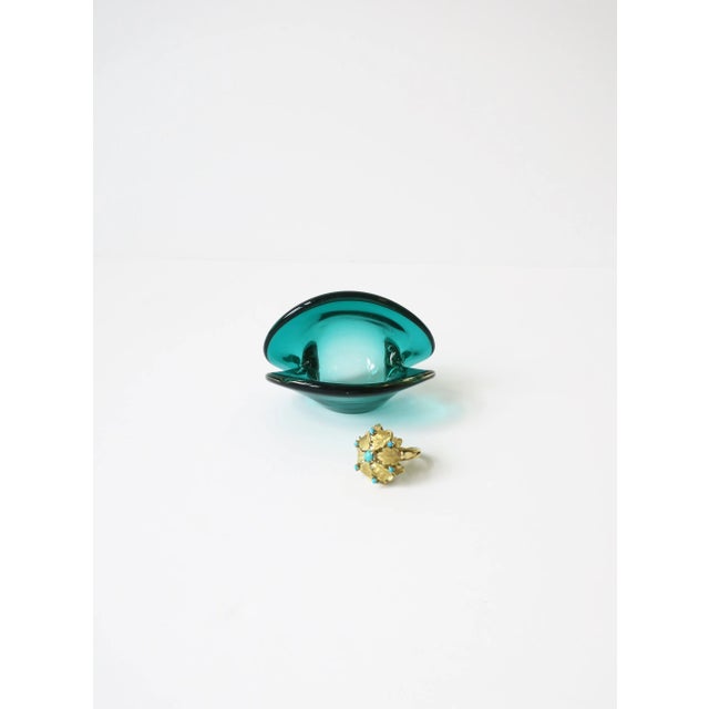 Italian Modern Murano Emerald Green Art Glass Seashell Dish For Sale - Image 11 of 13