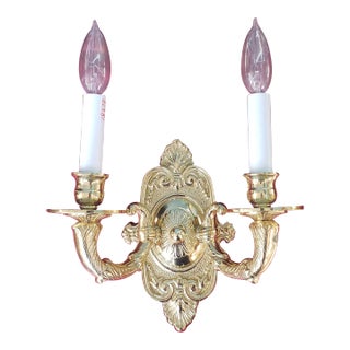 Classic Design Crystorama 2 Light Polished Brass Sconce For Sale