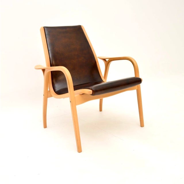 1970s Vintage Swedish Leather Lamino Armchairs attributed to Yngve Ekström for Swedese, 1970s, Set of 2 For Sale - Image 5 of 11