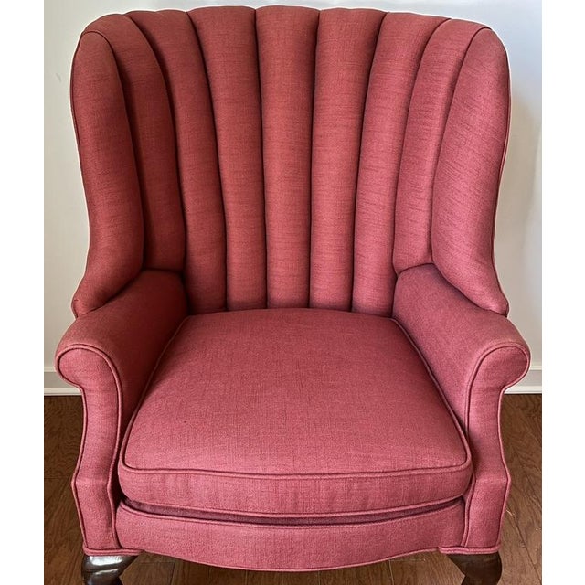 1980s Channel Back Vintage Upholstered Chair For Sale In Raleigh - Image 6 of 8