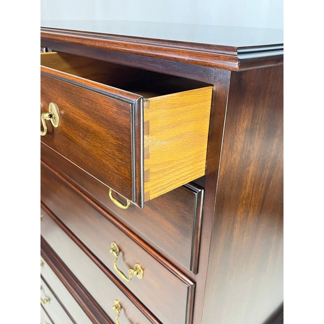 Vintage Henkel Harris Virginia Galleries Mahogany Chippendale Style Chest-on-Chest For Sale - Image 10 of 15