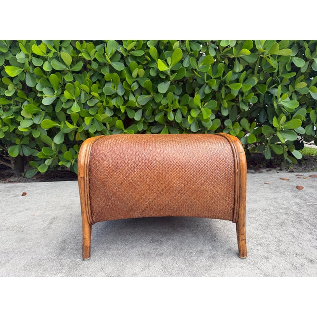 Vintage Organic Modern Barrel Form Rattan Ottoman For Sale In Naples, FL - Image 6 of 12