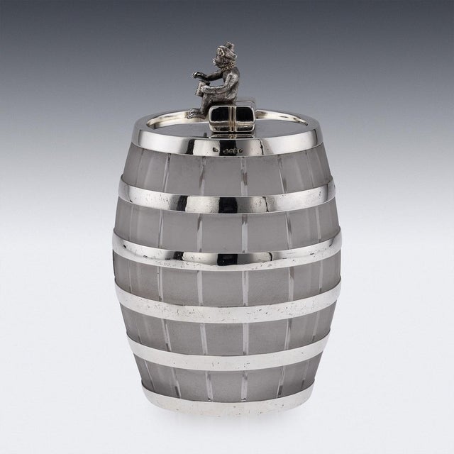 Victorian Silver and Glass Whisky Barrel Ice Bucket, 1864 For Sale - Image 14 of 17