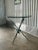 Metal Large Neoclassical Vert De Gris Crossed Arrow Glass Top Table For Sale - Image 7 of 10