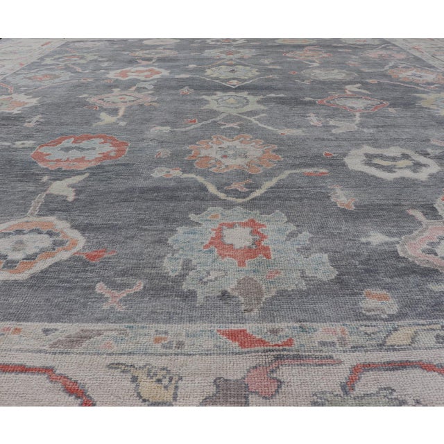 Large Turkish Modern Oushak Rug in Gray and Neutrals and All-Over Design 14'5"x18'0" For Sale In Atlanta - Image 6 of 12
