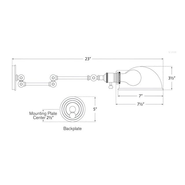 Visual Comfort Chapman & Myers for Visual Comfort Signature Boston Swing Arm in Antique Nickel with SLG Shade For Sale - Image 4 of 4