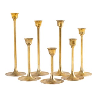 Vintage Brass Candlesticks - Set of 7 For Sale