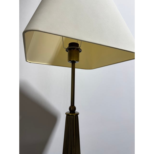 Vintage Cast Brass Table Lamp French 1970's For Sale - Image 4 of 14