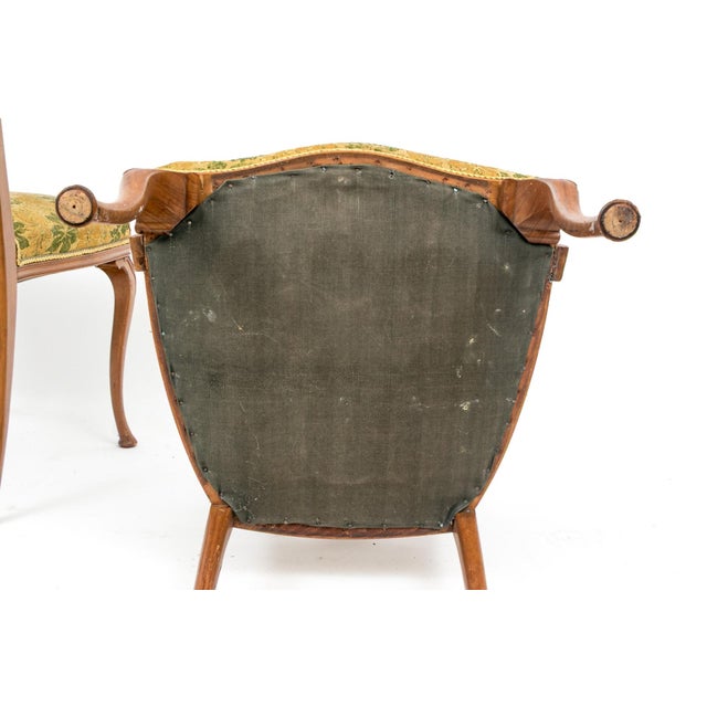 Antique Rococo Revival Salon Chairs — Matching Armchair and Side Chair, Circa 1900 For Sale - Image 16 of 18