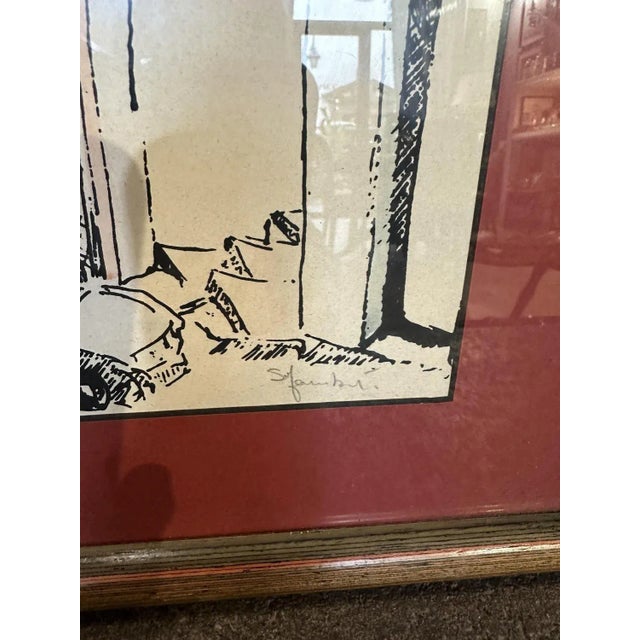 1920s Nicola Sgambati, The Glimpse of a Small Village, 1920s, Watercolored Print For Sale - Image 5 of 8