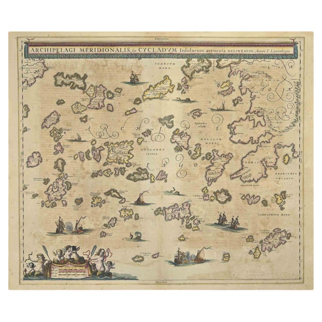 Johannes Janssonius, Antique Map of Archipela Meridionalis, Etching, 1650s For Sale