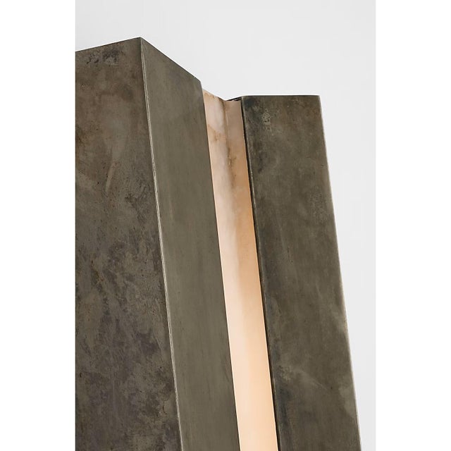 Gray Anne-Marie Barton for Visual Comfort Signature Austera 32" Sconce in Mottled Pewter with Alabaster For Sale - Image 8 of 11
