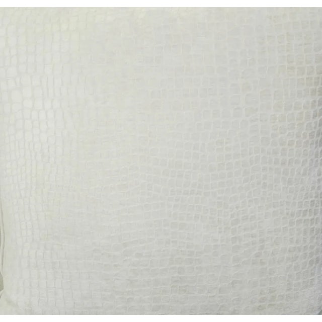 Boho Chic Bone White Crocodile Velvet Pillows - a Pair For Sale - Image 9 of 9