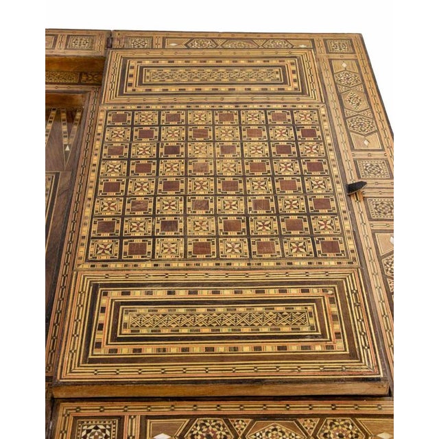Vintage Wood Game Table with Inlaid Design, Italy, Early 20th Century For Sale - Image 4 of 9