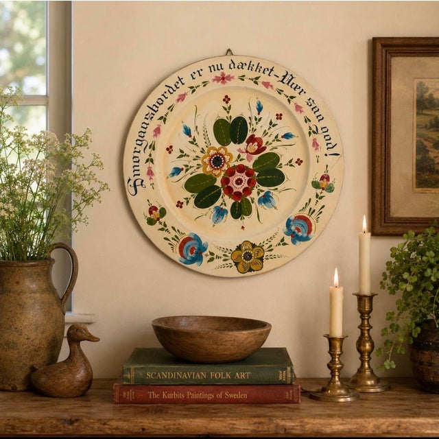 “The smorgasbord is ready - please enjoy!” Wonderful vintage Per Lysne hand-painted rosemaling smorgasbord platter, dating...