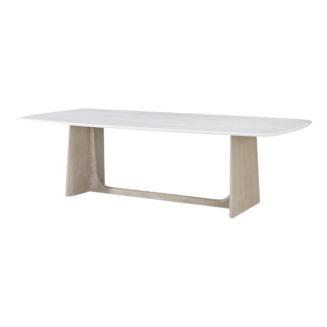 Grey Oak Modern Quartz Top Dining Table For Sale