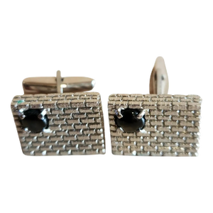 1960s Sterling Onyx Cufflinks Modernist Estate