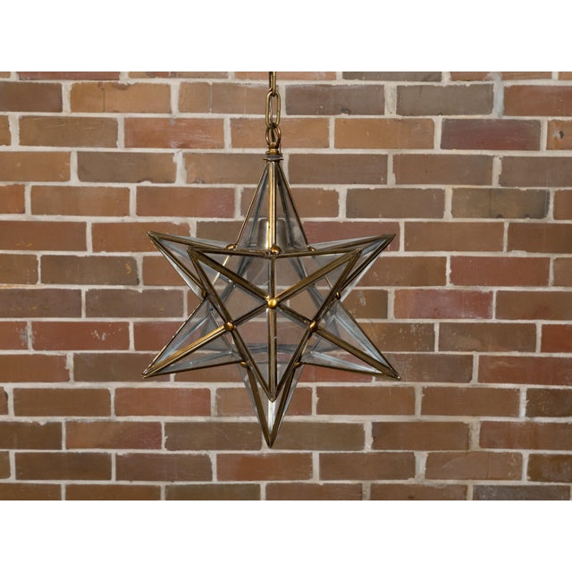 Gold Mid 20th Century Mid Century Modern French Star Glass and Metal Light Fixture with Single Socket For Sale - Image 8 of 12