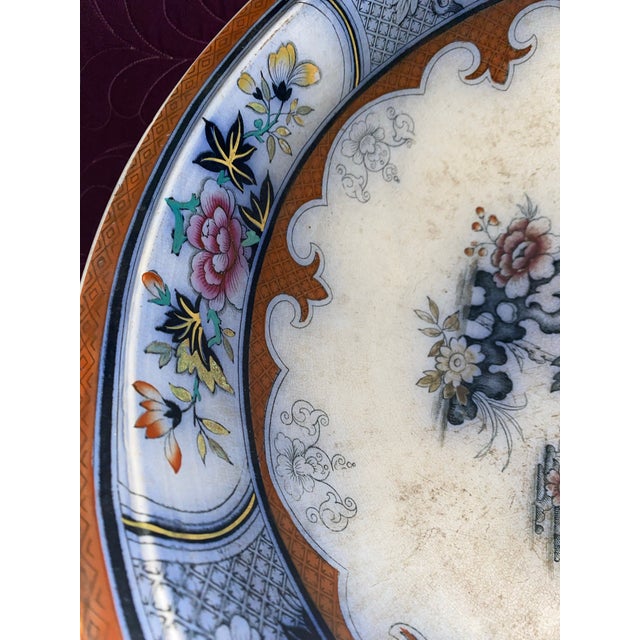 Antique Japanese Imari Ware Round Bowl With Floral Motifs and Scalloped Rim. For Sale - Image 9 of 12