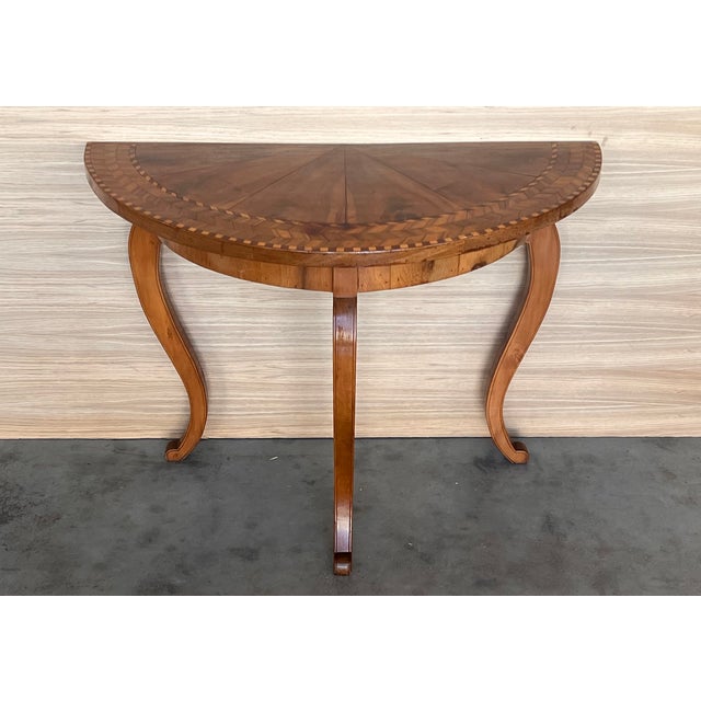 George III Satinwood Console Table With Marquetry Top For Sale - Image 6 of 11
