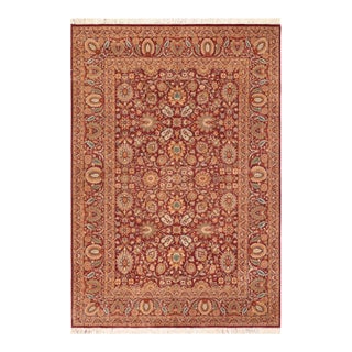 Shabby Chic 1990's Pak-Persian Burgundy/Grey Wool Rug - 6'0'' X 9'4'' For Sale