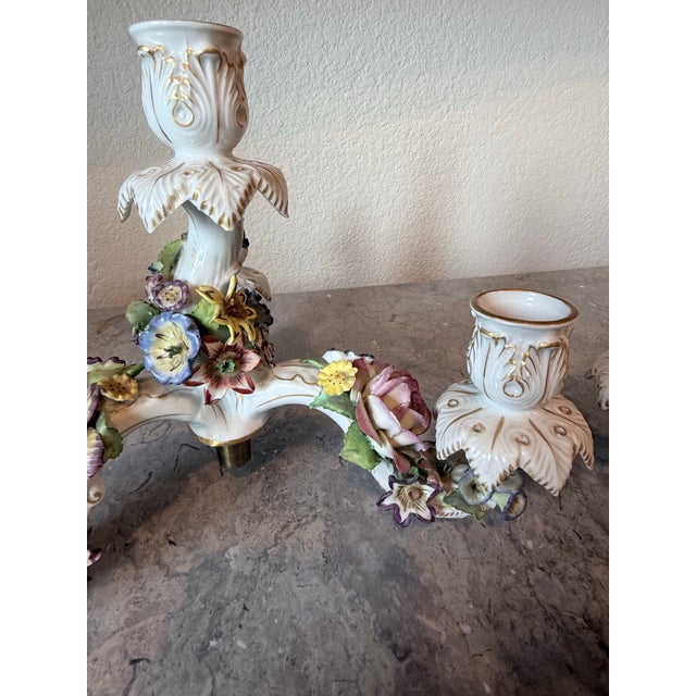 Antique Von Schierholz German Porcelain Cherub Quadruple Candelabras - Two Units For Sale - Image 11 of 12