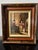 Framed Oil on Board "Grandmother Teaching Grandson How to Knit", Mid-20th Century
