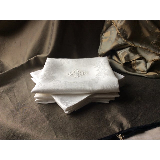 Exquisite Antique French Double Damask Napkins - Set of 6 For Sale - Image 10 of 11