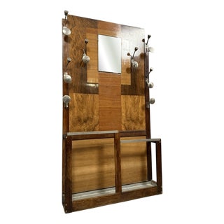 Art Deco Style Coat Rack with Umbrella Stand in Patchwork Wood, 1920s For Sale
