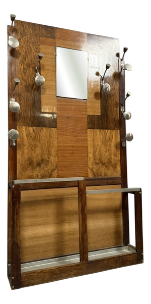 Art Deco Style Coat Rack with Umbrella Stand in Patchwork Wood, 1920s