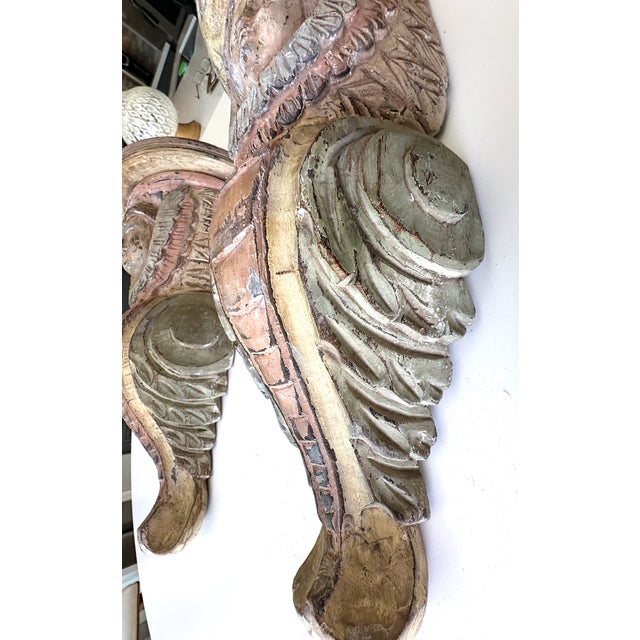 Pair Spanish Colonial Wood Polychrome Cherub Corbel Wall Brackets For Sale - Image 10 of 17
