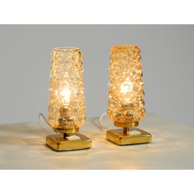 Brass Bedside Lamps with Gold Bubble Glass Shades, 1960s, Set of 2 For Sale - Image 17 of 18