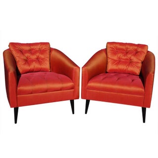 Mid-Century Modern Satin Chairs - A Pair For Sale