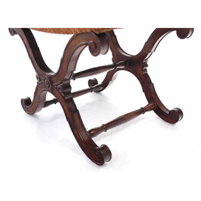 Mid 20th Century Vintage Mid Century Decorative X-Base Bench For Sale - Image 5 of 8