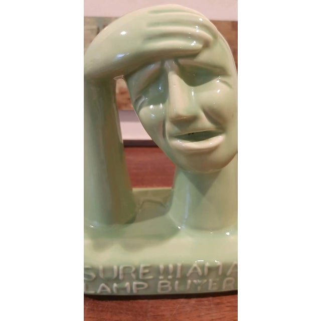Mid 20th Century Vintage Rare Green Ceramic Mid Century Modern Head by Modern Arts Co Promo For Sale - Image 5 of 13