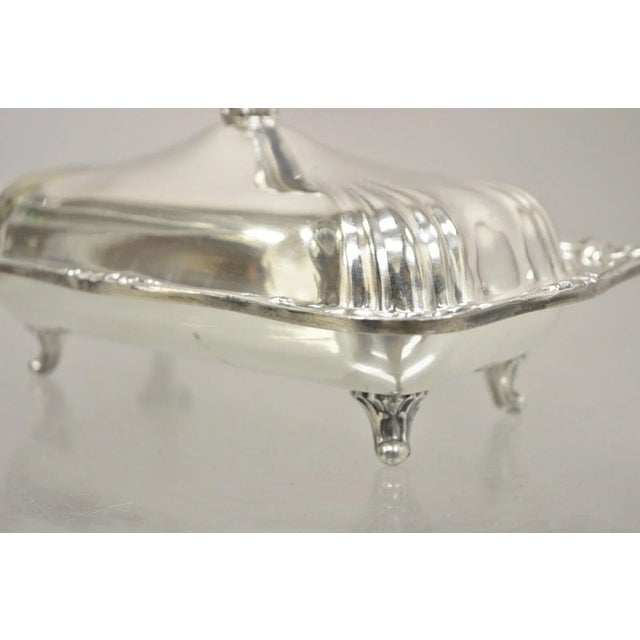 Mid 20th Century Vintage Coronet Silver Victorian Silver Plated Covered Butter Dish Crown Handle For Sale In Philadelphia - Image 6 of 11