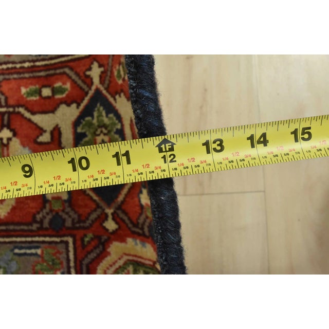 Serapi Rug 9’2” X 11’11” Blue Wool Tribal Hand-Knotted Oriental Carpet For Sale - Image 11 of 12